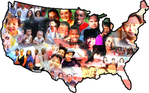 map of U.S. with faces